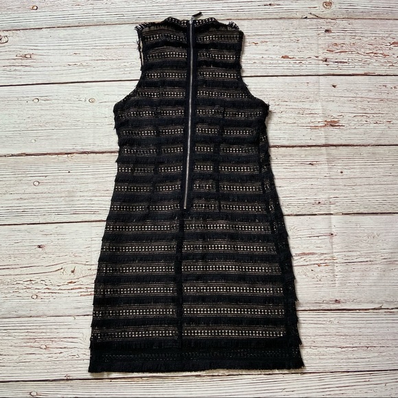 J Crew Black Crochet Fringe Sleeveless Shift Dress Sz 2 - Picture 8 of 15